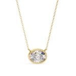 Oval Bezel Set Pendant with Chain