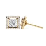 Princess Halo Style Stud Earrings