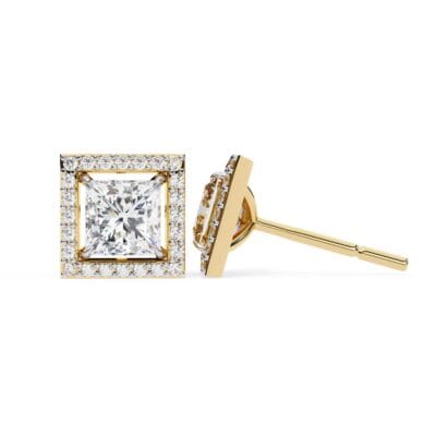 Princess Halo Style Stud Earrings
