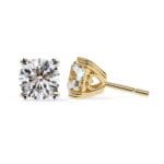 Round Double Claw Prong Stud Earrings