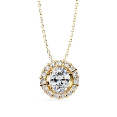 Oval Halo Pendant With Chain