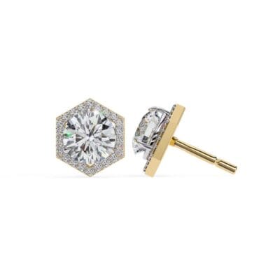 Round Hexagon Style Stud Earrings