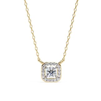 Round Halo Pendant Necklace