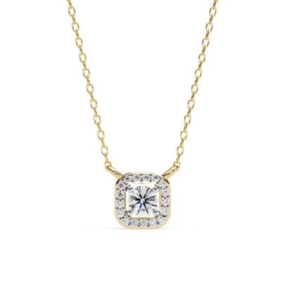 Round Halo Pendant Necklace