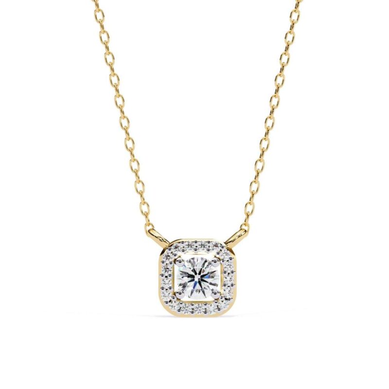 Round Halo Pendant Necklace