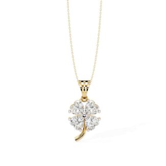 Heart Flower Shape Pendant With Chain