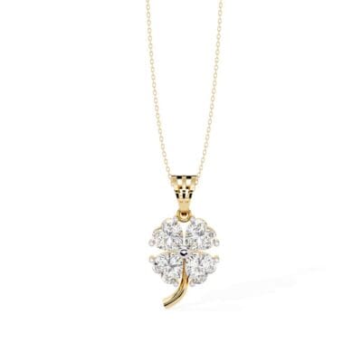 Heart Flower Shape Pendant With Chain