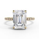 Emerald cut hidden halo engagement rings