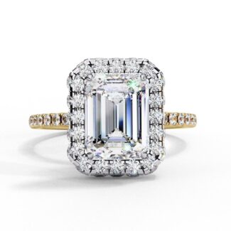 Emerald Unique Halo Engagement Ring