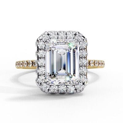 Emerald Unique Halo Engagement Ring