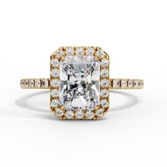 radiant halo engagement ring