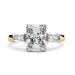 Radiant with Baguette Three Stone Engagement Ring