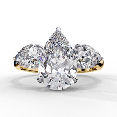 3 stone pear engagement ring