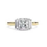 Radiant with Baguette Three Stone Engagement Ring