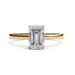 emerald cut cathedral engagement ring