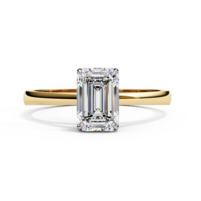 emerald cut cathedral engagement ring
