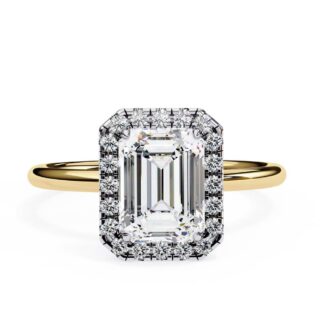 emerald cut Solitaire ring with halo