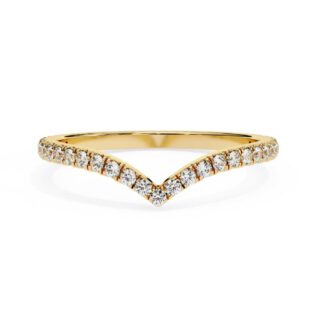 Round Micro Pave Curved Wedding Band