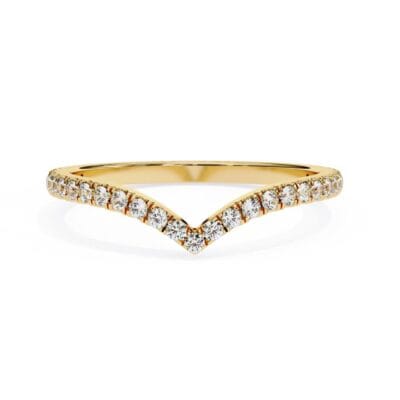Round Micro Pave Curved Wedding Band