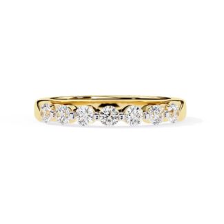 Round Shared Prong Set Wedding Band