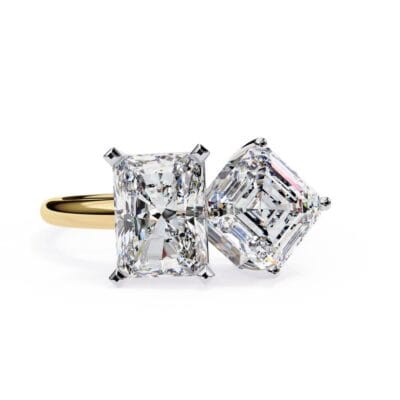 Radiant & Asscher Toi et Moi Engagement ring