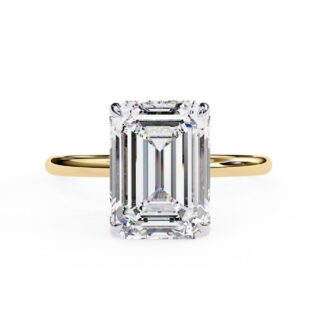 Emerald Solitaire with Hidden Halo Engagement ring