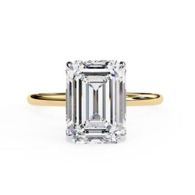 Emerald Solitaire with Hidden Halo Engagement ring
