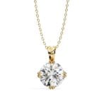 Round Double Claw Prong Pendant with Chain