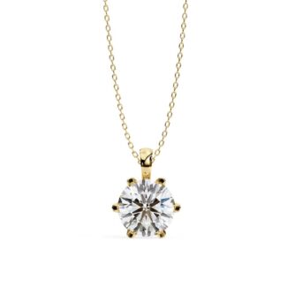 Round Six Claw Prong Pendant with Chain