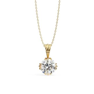 Round Unique Prong Pendant with Chain