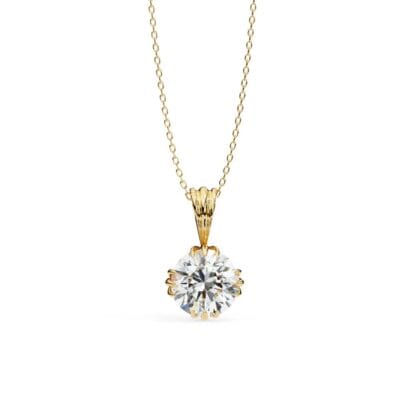 Round Unique Prong Pendant with Chain