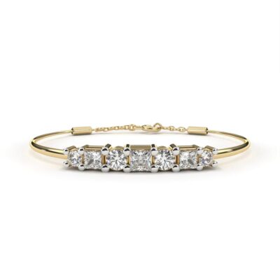 Princess & Round Bangle Bracelet