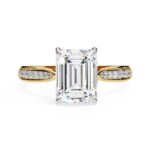 Emerald Hidden Accent with Pointer Band Engagement Ring
