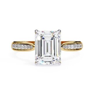 Emerald Hidden Accent with Pointer Band Engagement Ring