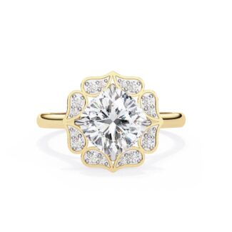 vintage floral halo engagement ring