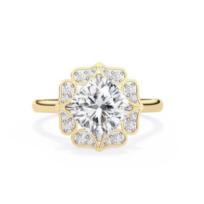 vintage floral halo engagement ring