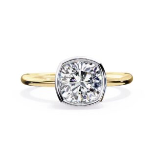 Cushion Solitaire Bezel Set Engagement Ring