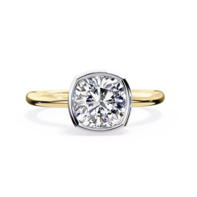 Cushion Solitaire Bezel Set Engagement Ring