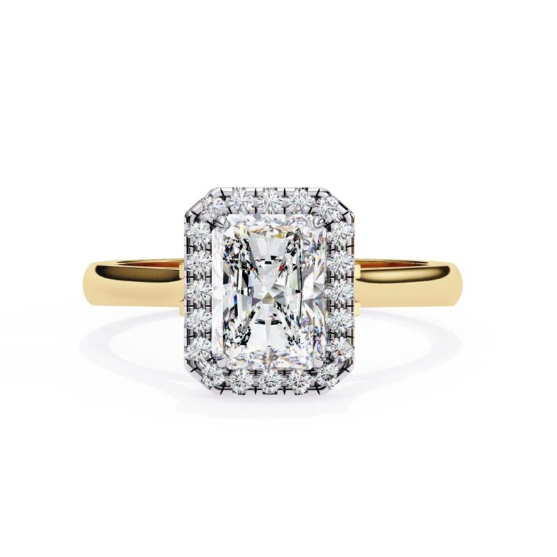 Radiant Halo with Lotus Prong Engagement Ring