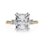 Radiant Hidden Halo with Three Stone Engagement ring