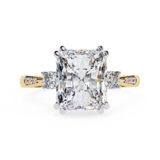 Radiant Hidden Halo with Three Stone Engagement ring