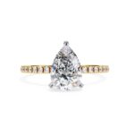 Pear Unique Hidden Halo with Pave Engagement Ring