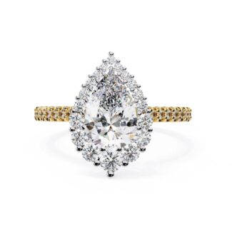 french pave halo engagement ring