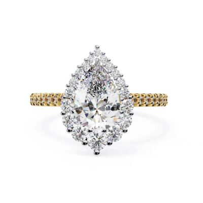 french pave halo engagement ring