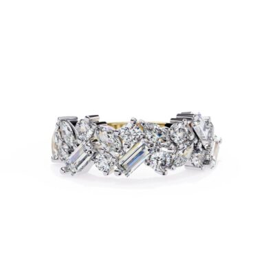 Multi Shape Stone Half Eternity Wedding Band