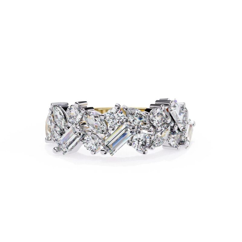Multi Shape Stone Half Eternity Wedding Band