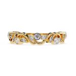 Floral Bezel Set Half Eternity Wedding Band