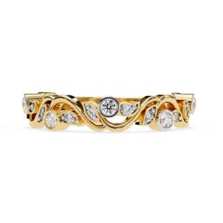 Floral Bezel Set Half Eternity Wedding Band