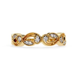 Vintage Style Half Milgrain Wedding Band