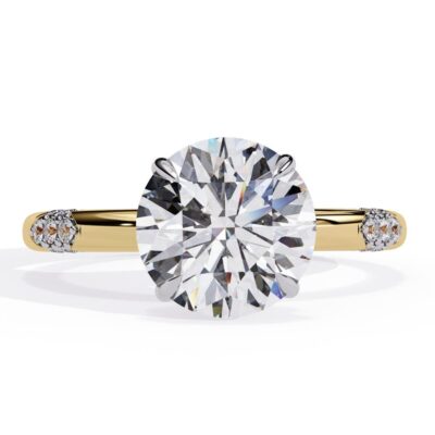 Round Hidden Halo with Lace Design Engagement Ring